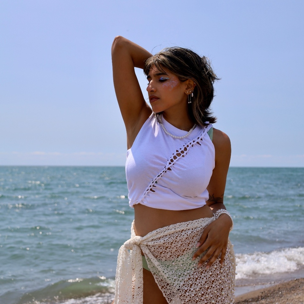 White Knotted Top